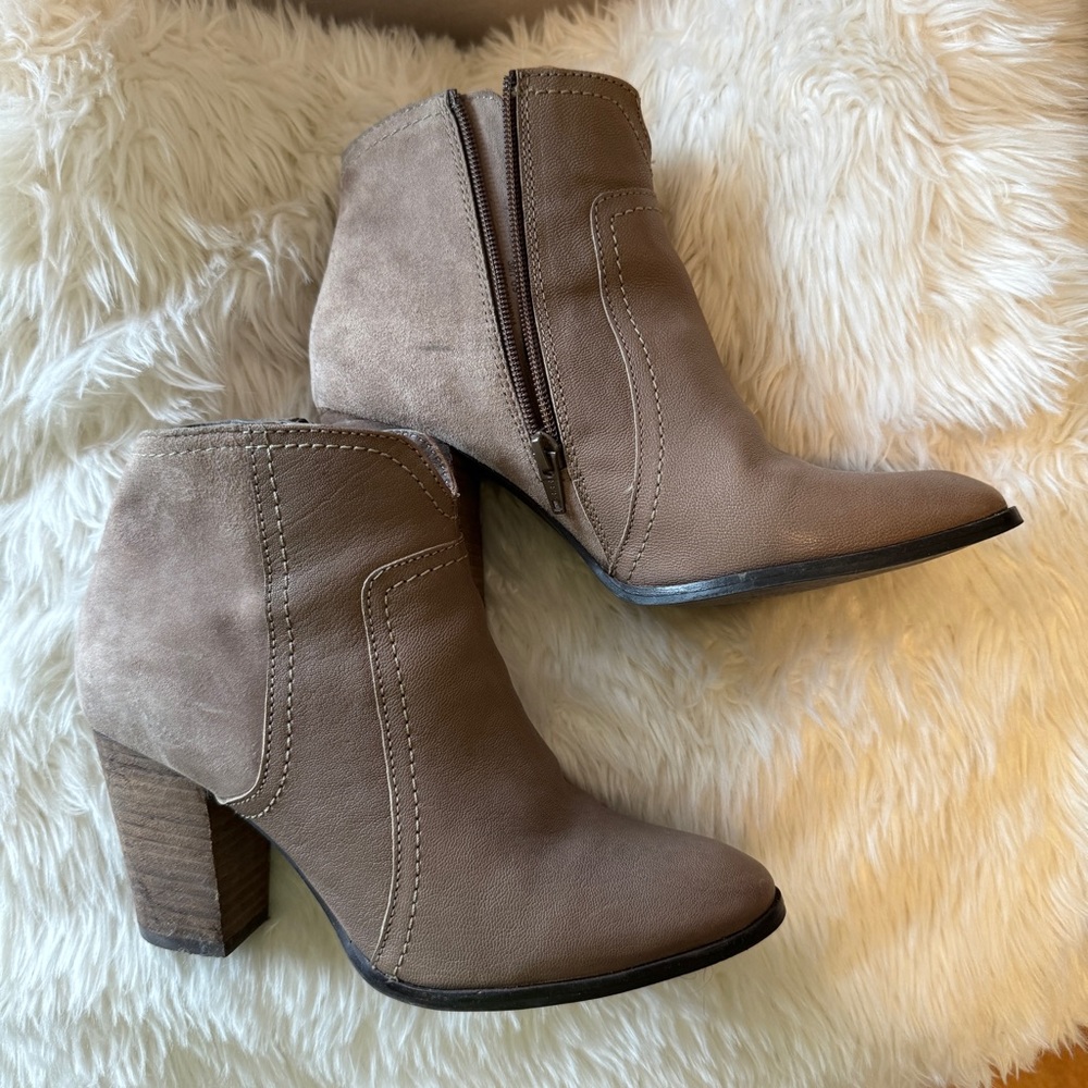 Dune booties - tan suede and leather